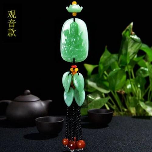 The new car pendant is safe to enter and exit Car green jade pendant car interior decoration rearview mirror pendant