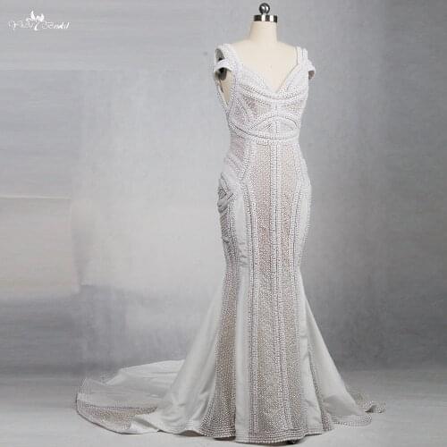 RSW1163 Yiaibridal High Quality For Africa Women Heavy Beaded Pearls Sexy Wedding Dress Mermaid Vestidos De Noiva De Luxo