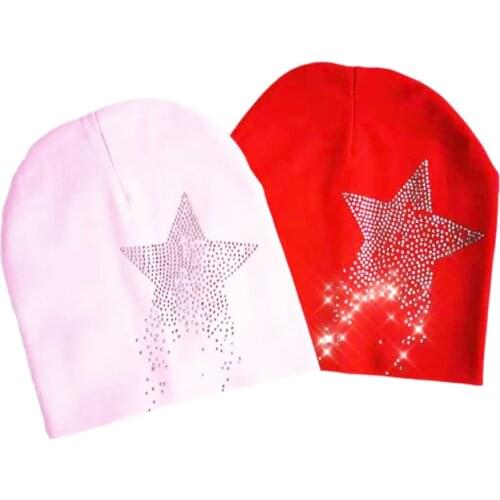 Childrens Autumn star diamond stone Baby girl Hat Boy Cap Kids cotton Beanie bonnet Children baby cap for boy toddler hat