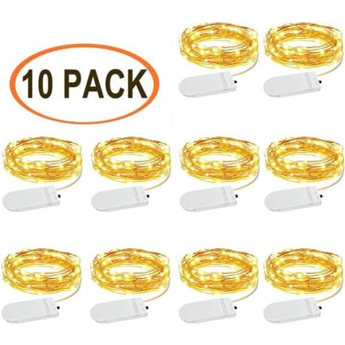 Led Fairy Lights, 10 Pack 1m 20 LEDs Battery Operated Copper Wire String Lights for Holiday Wedding Party Decorations