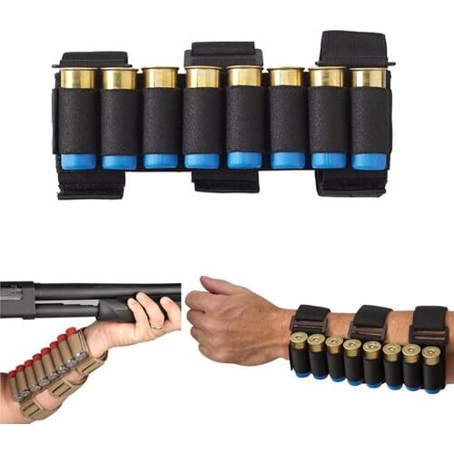 Tactical 8 Rounds 12GA 20GA Shell Holder Cartridge Rifle Buttstock Ammo Carrier Shotshell Holder Arm Pouch Hunting Bag