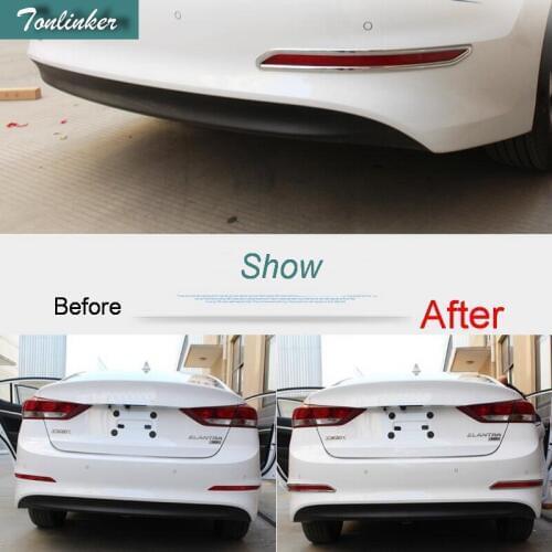 Tonlinker 2 PCS Car Styling ABS Chrome Mirror Rear fog light Decorative Light Box Cover Case Stickers for Hyundai ELANTRY 2017