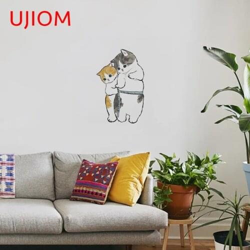 UJIOM Mofu Sand Cat Bedroom Accessories Living Room Decor Wall Stickers Waterproof Computer Refrigerator Decals for Furniture