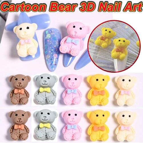 10Pcs Cute Cartoon Bear 3D Nail Art Decorations Lovely Japanese Style Ornament Manicure Design Accessories 13*18MM