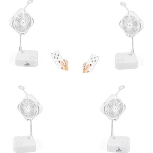 M7DF AI Voice Smart Folding Telescopic Floor and Table fan. 4 Speeds, Remote Control and Lights, for Home Outdoor Picnic