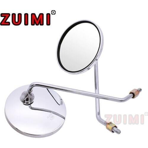 General Motorcycle Rearview Mirror Lens 8/10mm Chrome Plated Round Mirror Wide Angle Lens Anti-glare Transparent Mirror CNC