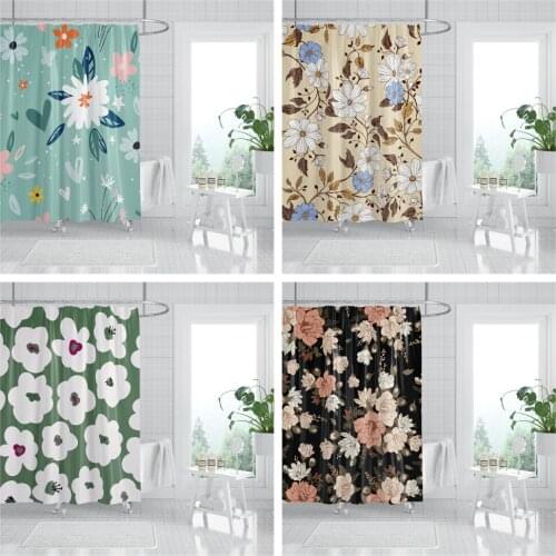 Waterproof Polyester Shower Curtain Floral Plants Fabric Bath Curtains Decor Home Bathroom Accessories With Hooks