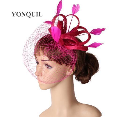 Sinamay Fascinator Headpiece Bridal Veils Wedding Headwear Race Hair Accessories Millinery Church Hats High Quality Color MYQ115