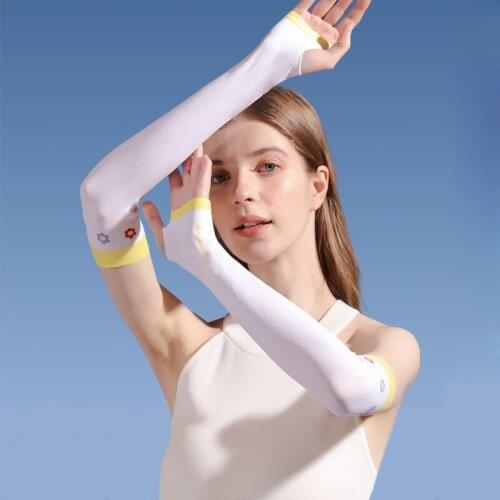 Women Summer 40cm Long Sunscreen Ice Silk Sleeve Cartoon Cute Lovely Gloves Outdoor Sports Anti-UV Cycling Driving Elasticity