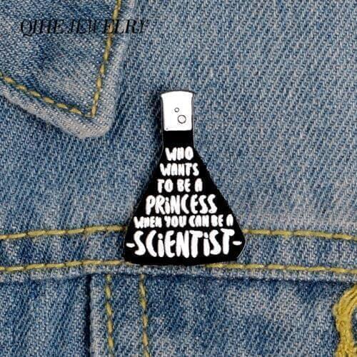 QIHE JEWELRY Fun Reagent Enamel Pins WHO WANTS TO BE A PRINCESS Brooches Lapel pins Badges Clothes Bag Jewelry Gift for Friends