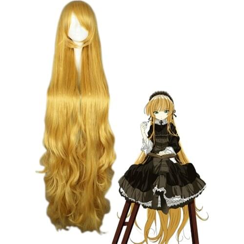 Women Yellow Long Curly Wig GOSICK Victorique De Blois Heat Resistant Synthetic Hair Cosplay Costume Party Wigs