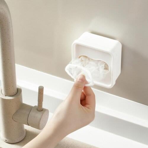 WarmHome 1 Set Wall Mount Storage Holder Punch-free Plastic Trash Grocery Dispenser Bag Box for Kitchen