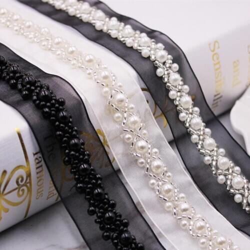 10 yards Artificial Pearl Beaded Lace Trim High Quality Costume Wedding Dress Belt Jewelry Design Handmade DIY Sewing Supplies