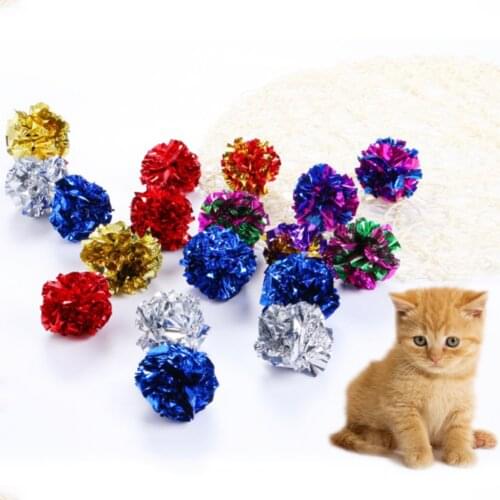 12Pcs Cat Toys Mylar Crinkle Ball for Cat Kitten Interactive Sound Ring Paper Playing Balls Funny Pet Cat Products