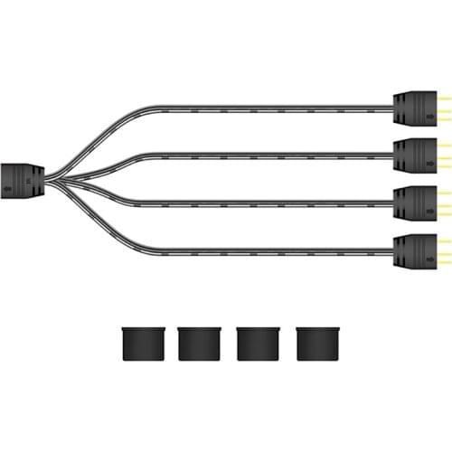5 Pcs 1 to 4 Extension Cable 5V 3-Pin ARGB Hub Extension Cable Support 5V 3Pin Memory Cooling Vest Light Bar Fan