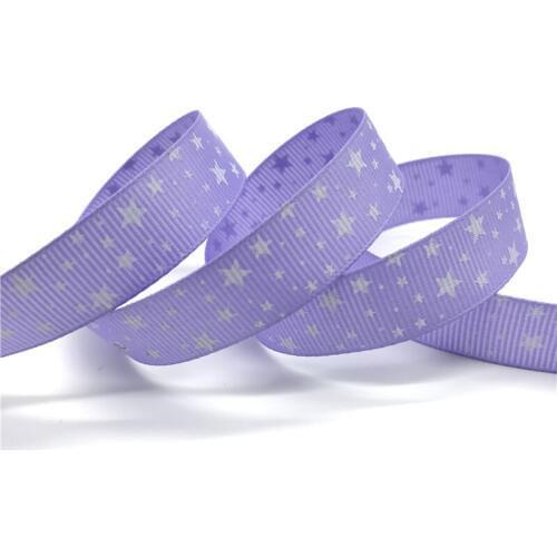 5 Yards/lot 5/8'' (15mm) Light purple Printing Star Grosgrain Ribbon Hair Bow Christmas Wedding Decoration DIY Sewing Craft
