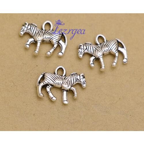 50pcs/lot--10x15mm, zebra horse,Antique silver plated Horse charms,DIY supplies,Jewelry accessories