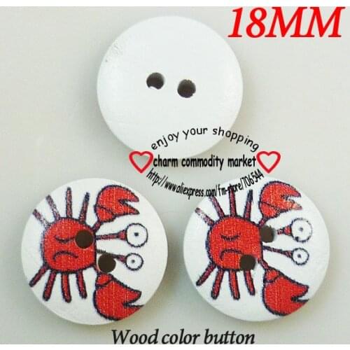 60PCS 18MM Crab stripe painting wooden buttons sewing clothes boots coat accessories MCB-584