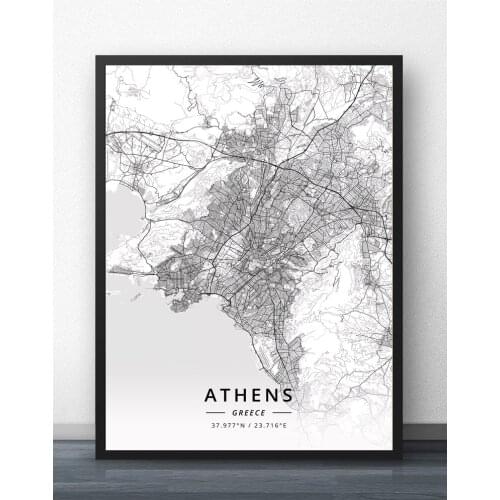 Athens Fira Thessaloniki Greece Map Poster
