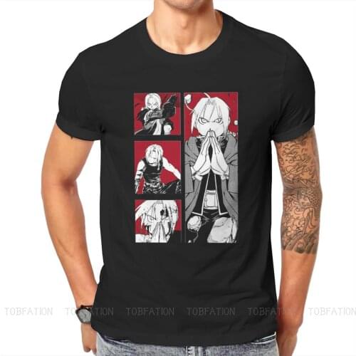 Fullmetal Alchemist Anime Characters Tshirt Vintage Gothic Mens Tees Tops Big Size Cotton Crewneck T Shirt