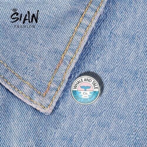 SIAN Whale And Tale Epoxy Pin Acrylic Brooches Protect The Animals Badge Gift For Women Men Lovers Cartoon Jewelry Collection