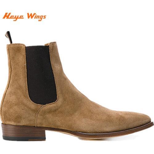 CHELSEA BOOT suede cow leather Italian retro style Men casual chelsea boots