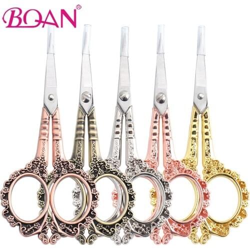 BQAN European Vintage Floral Pattern Scissors Nail Art Foil Cutter Seamstress Blossom Scissor Antique Sewing Fabric Tool