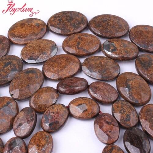 15x20.13x18.10x14mm Faceted Oval Brown Bronzite Spacer Beads Strand 15" For DIY Necklace Bracklace Jewelry Making Free Shipping