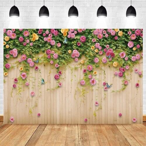 Yeele Weeding Backdrop Photocall Wood Board Flower Birthday Party Decor Photography Background Photo Studio Photographic Props