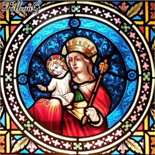 FULLCANG Religious icons mosaic 5d diy diamond painting full square round drill rhinestone embroidery sale wall decor FG0193