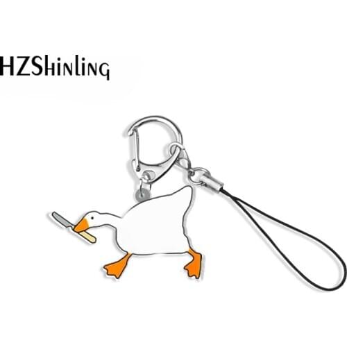 Game Untitled Goose Acrylic Keychain Mobile Phone Straps Key Accessories Resin Epoxy