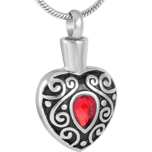 IJD9008 Popular Stone Inlay Custom Pattern Engraving Heart Cremation Memorial Urns Pendant Stainless Steel Jewelry