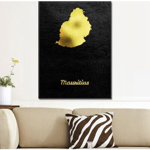 Classic Golden Map Mauritius Canvas Painting Wall Art Painting Picture Print Home Decoration Wall Poster Decoration Living Room