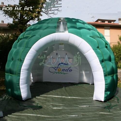 Customized inspired igloo structure inflatable dome luna tent,stading green lawn shell inflatable igloo tent with door curtains