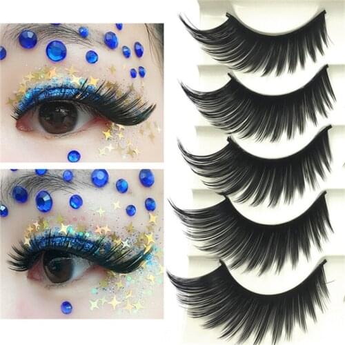 Winged Exaggerated False Eyelashes Soft Long Section Thick Cross Messy Lashes Performing Arts Stage Makeup Fake Eyelashes