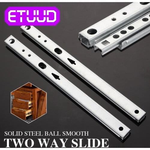 2Pcs Micro Drawer slide Ball Guide Two Sections 17mm Wide Steel Fold Drawer Steel Ball Rail Slide Furniture Hardware Fittings