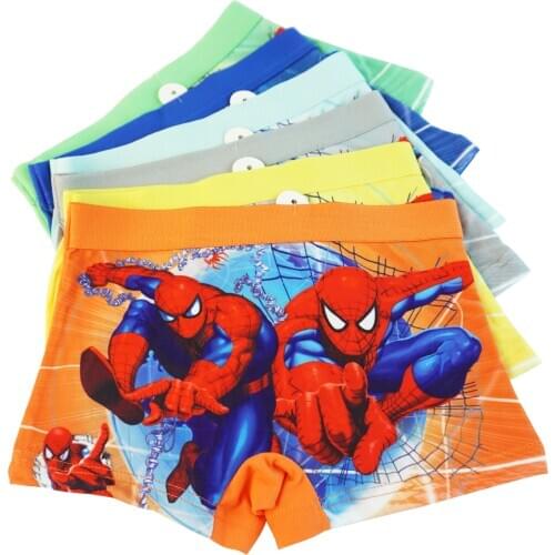 Winter New Cotton Childrens Panties For Baby Boy 3-8 Y Soft Underwear Marvel Spiderman Cars Boxer Briefs Cartoon Shorts