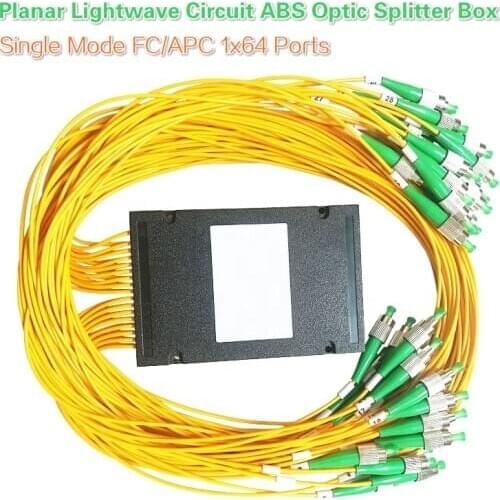 Single Mode FC/APC 1x64 PLC Fiber optical splitter FTTH 1*64 Planar Lightwave Circuit ABS Optic Splitter Box Free Shipping