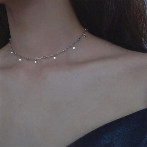 Season Gate 925 Sterling Silver Chain ins Tassels Round Bead Personality Necklace for women SN044