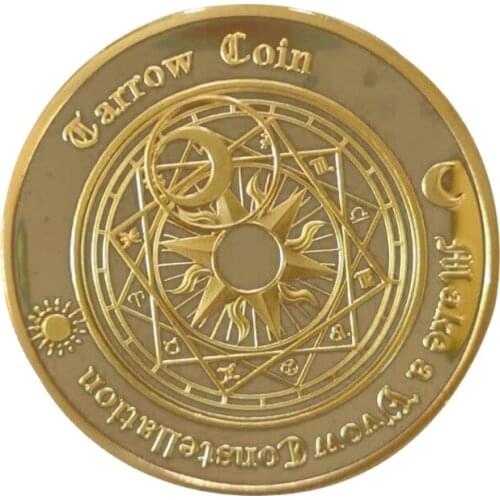 Gold Plated Sun Moon Divination Tarot Coin Lucky Constellation Collection Souvenir Challenge Art Crafts