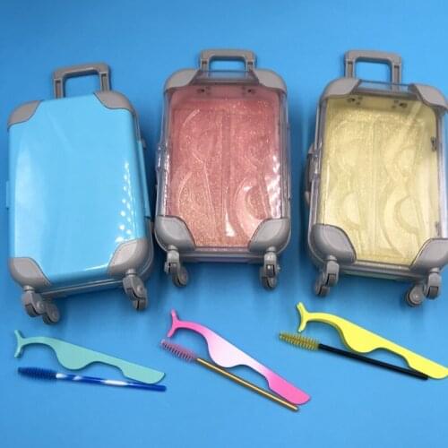 Empty 2Pairs Lashes Suitcases for 25mm Eyelashes Fluffy Mink Lashes Cute Luggage Lash Packaging