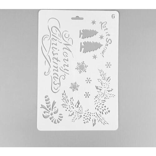 Merry Christmas Decor Layering Stencils For Wall Stencil Reusable Scrapbooking Stencils Embossing Paper Card Christmas Stencils