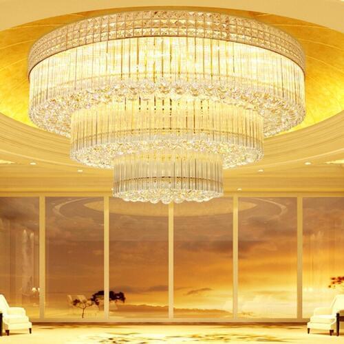 Modern Crystal Ceiling Lamps American Round Gold Crystal Ceiling Lights Fixture Home Indoor Lighting LED 3 White Colors Dimmable