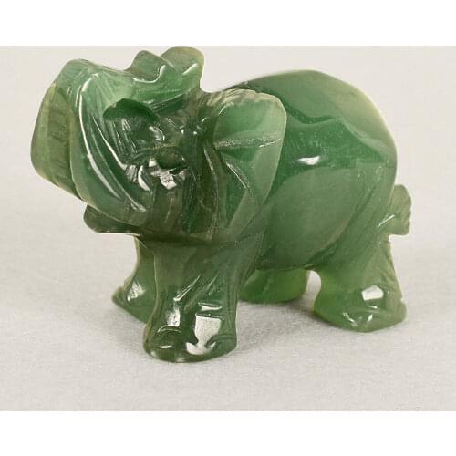 Lucky Elephant Fortune Green Aventurine Jade Stone Feng Shui Statue Figurine Office Ornament Chakra Healing Stones Statue Decor
