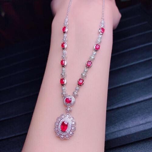 Wedding Ruby necklace pendant Origin and natural ruby 925 sterling silver For women jewelry