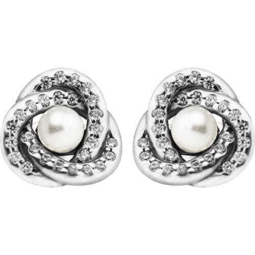 Luminous Love Knots Women Earrings Jewelry Original Sterling Silver 925 Jewelry White Pearl Earrings for Women Jewelry Gifts