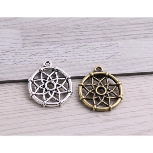 SWEET BELL 30pcs 19*22mm New Two Color Small Dream Catcher Charms Pendants For DIY Jewelry Handmade Making Accessorie