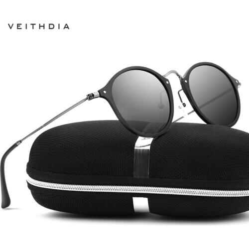 VEITHDIA 2020 Designer Fashion Womens Sun Glasses Polarized Coating Mirror Sunglasses Round Male Glasses For Men/Women 6358