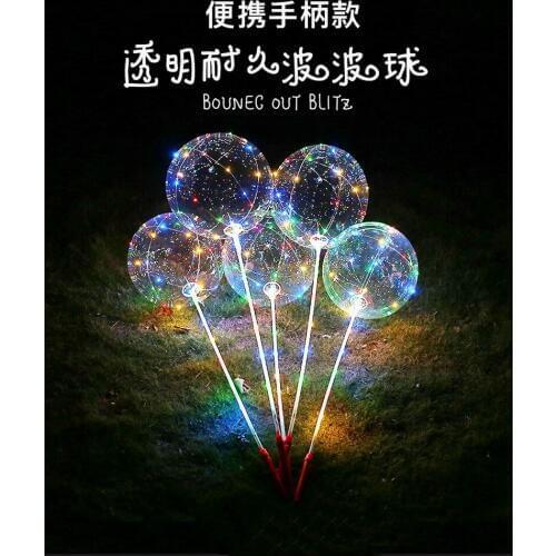 Bobo balloon with rod 18 inch led balloon + 70 cm rod + 3 m LED line and handle battery box 500sets of luminous wave balloon