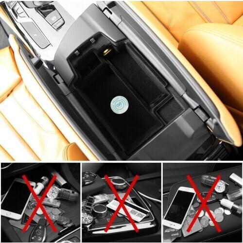 Mobile phone wireless charging Central Armrest storage box for 2014-2018 BMW X5 F15 / 2014-2018 X6 F16 F30 F31 F20 F21 2013-2018